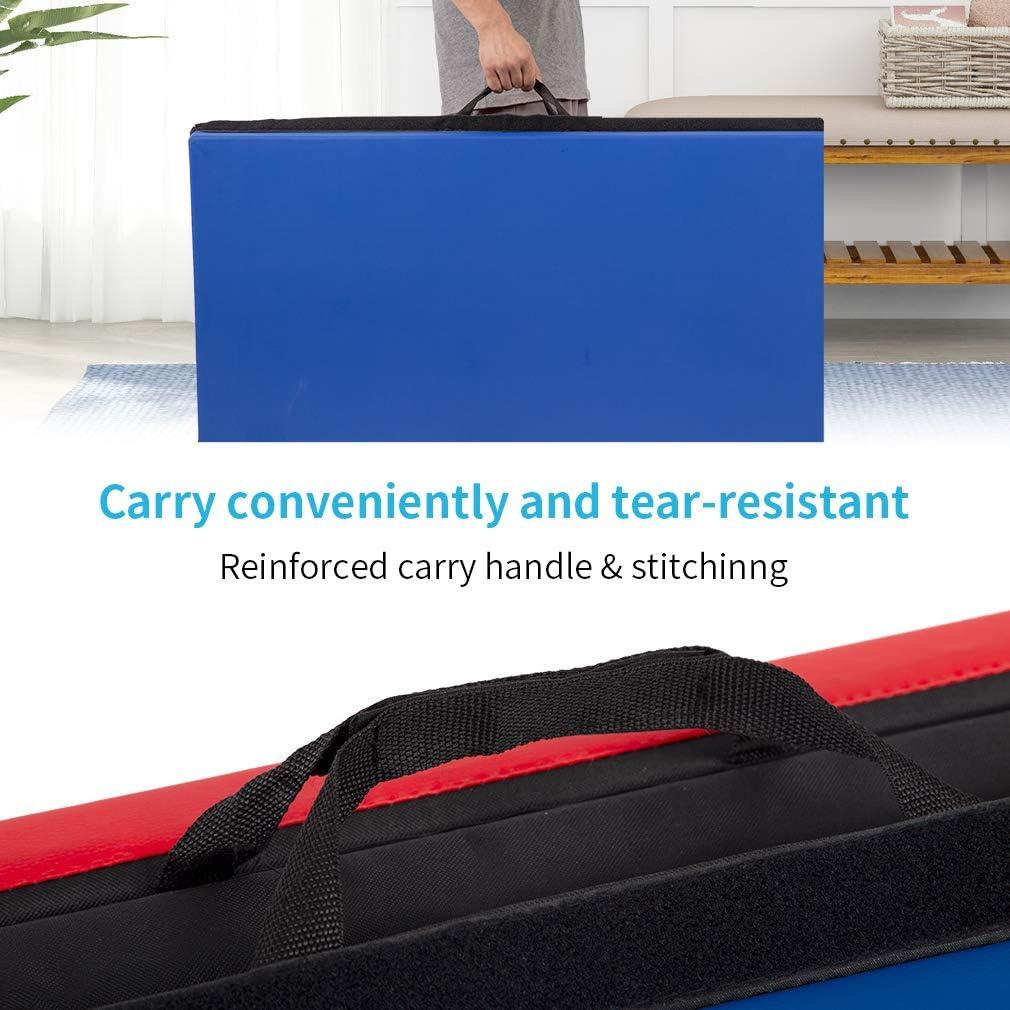 FDW Yoga Arts Mat Gymnastics Mat Wrestling Mat Tumbling Mat Gym Mat Folding Gymnastic Mat Thick PU Leather Exercise Mat for Tumbling Stretching,CM