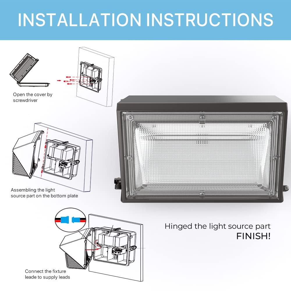 HYPERLITE 120W LED Wall Pack Light with Dusk-to-Dawn Photocell, Ideal Outdoor Security Lighting Commercial and Industrial LED Wall Lights for Parking lot Garage Warehouse Factory ETL Listed