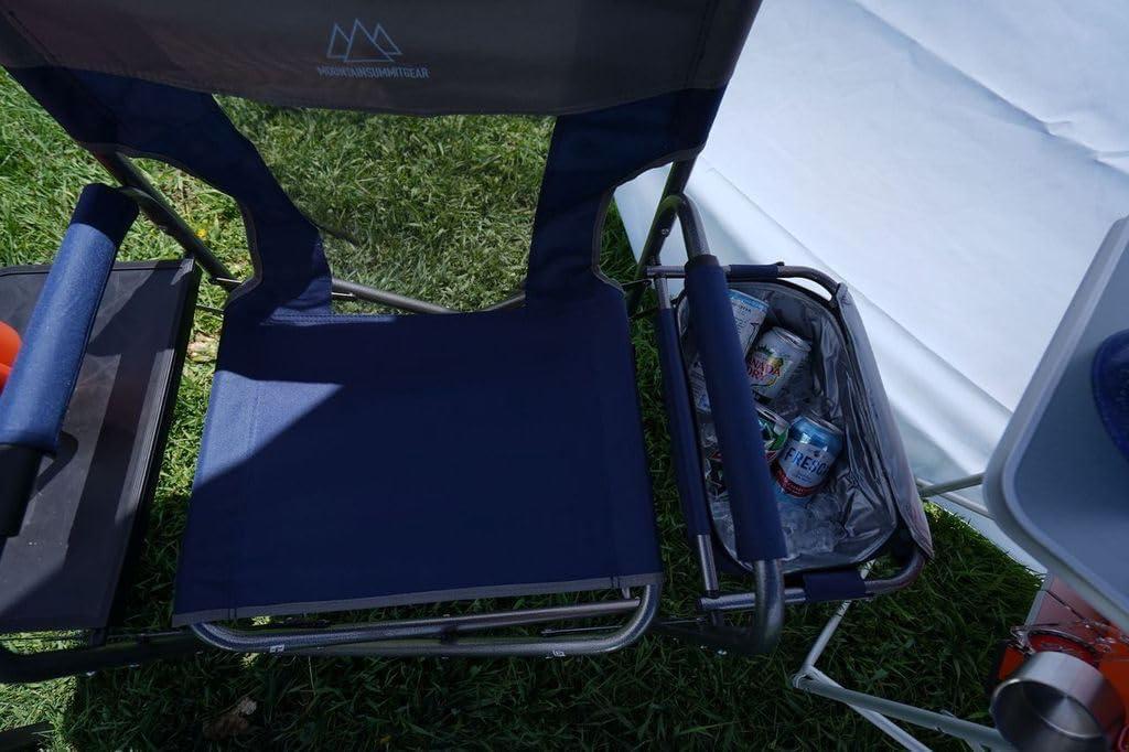 Navy Steel Frame Camping Chair with Cooler and Table