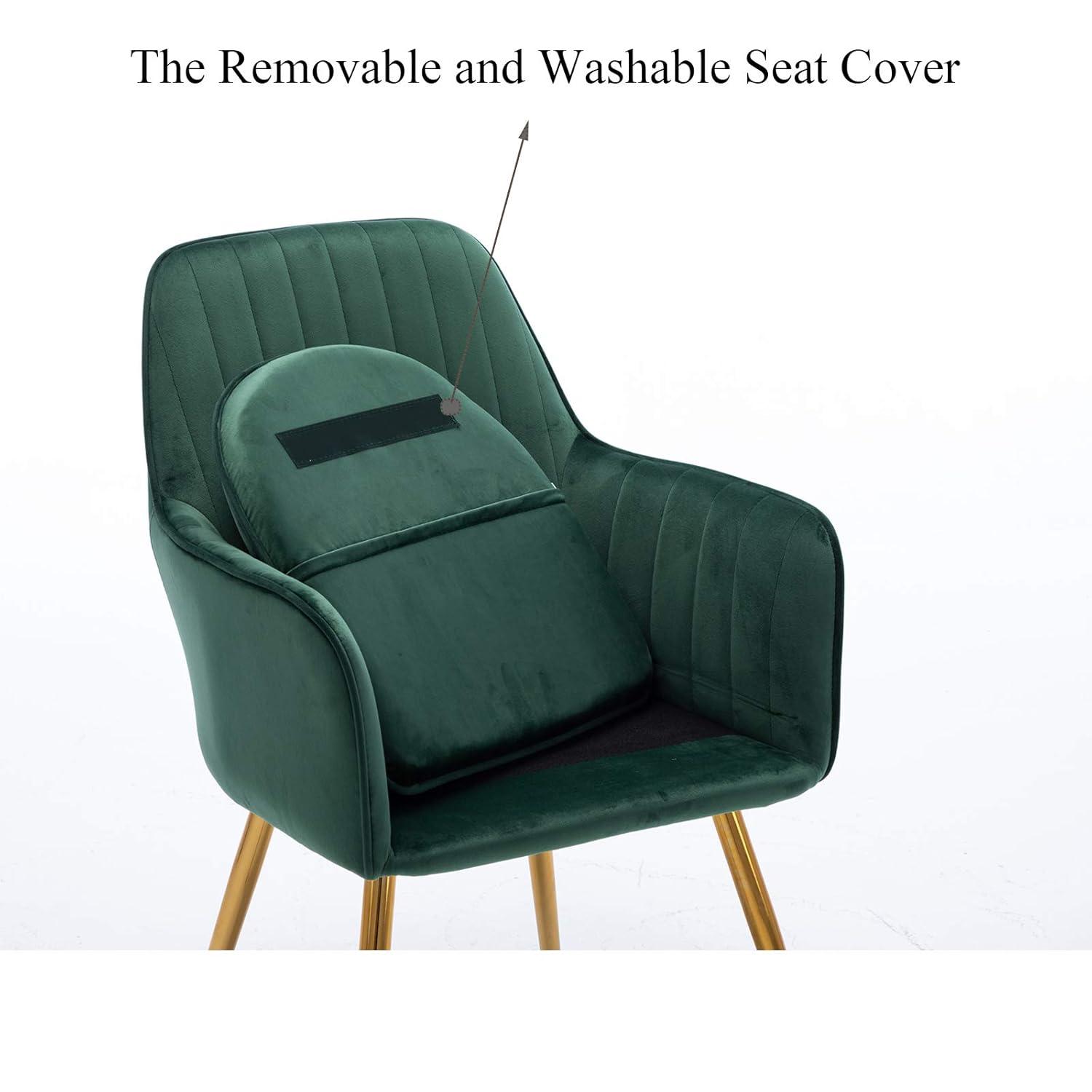 Artechworks Accent Living Dining Room Velvet Arm Chair Club Leisure Guest Lounge Bedroom Upholstered Chair with Gold Metal Legs, Green