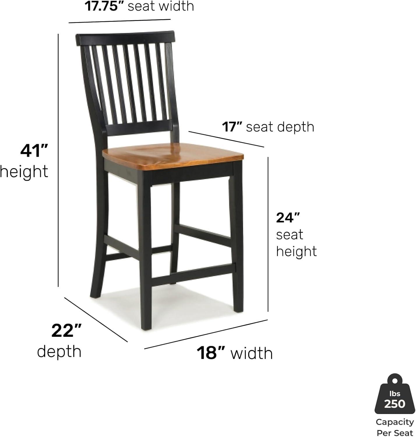 Home Styles Black Counter Stool with Oak Finished Seat