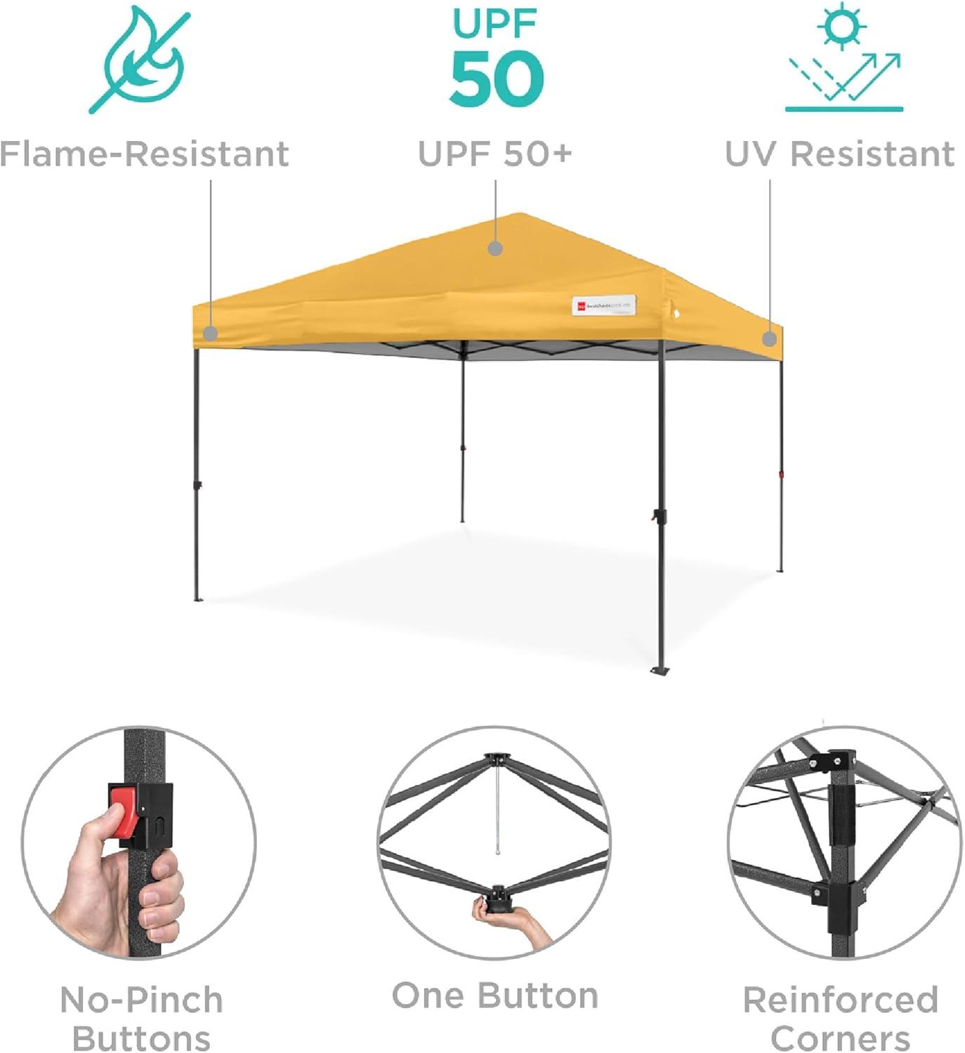 Best Choice Products Easy Setup Pop Up Canopy W/ 1-Button Setup, Wheeled Case, 4 Weight Bags & Reviews | Wayfair