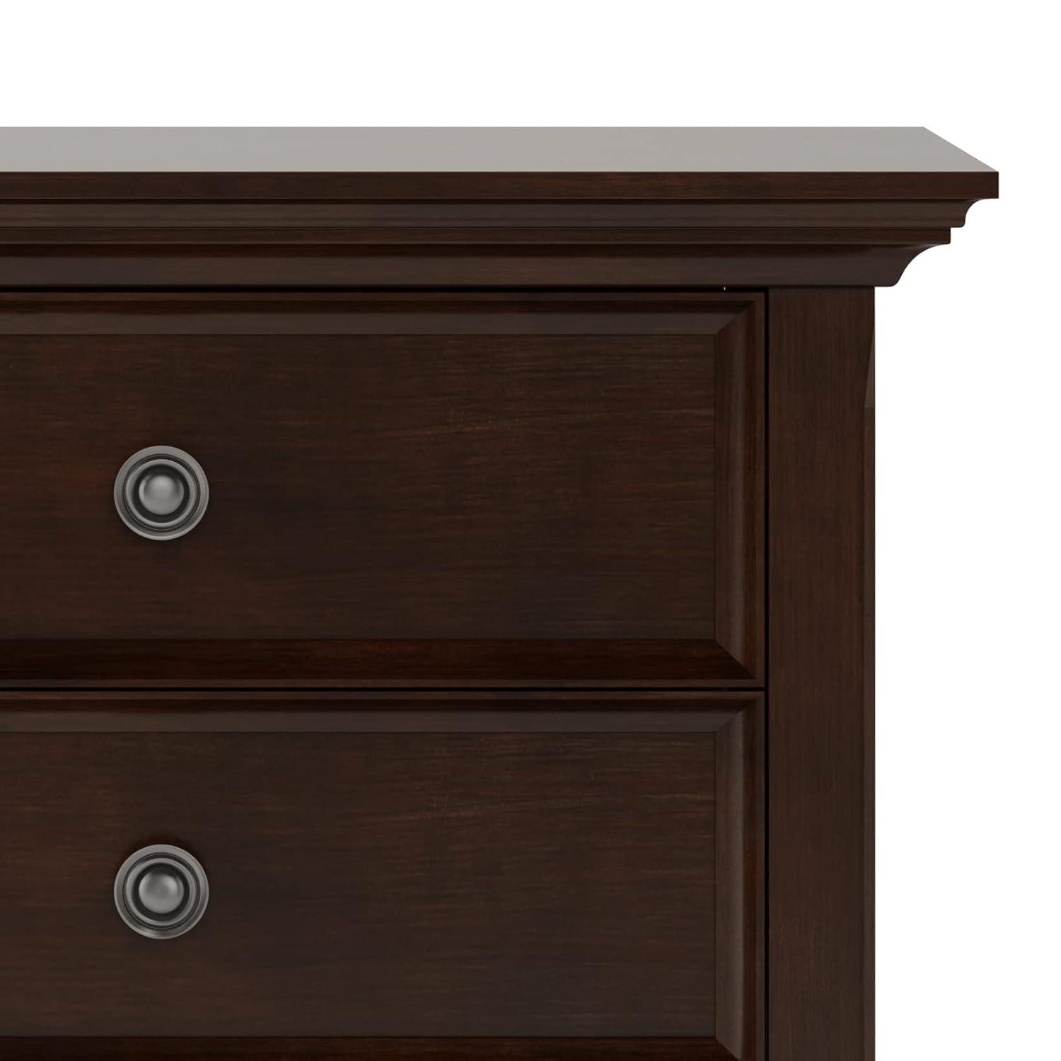 Simpli Home Amherst 24"W 2-Drawer Solid Wood Nightstand with Open Shelf