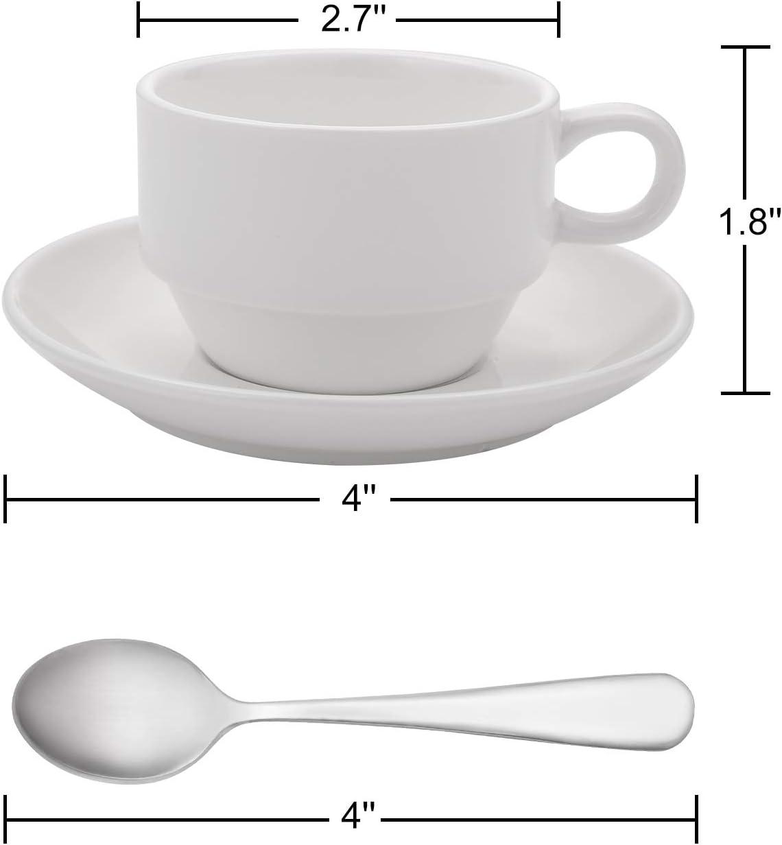 AOZITA Espresso Cups and Saucers with Espresso Spoons, Stackable Espresso Mugs,12-piece 2.5-Ounce Demitasse Cups (Protective Packaging)