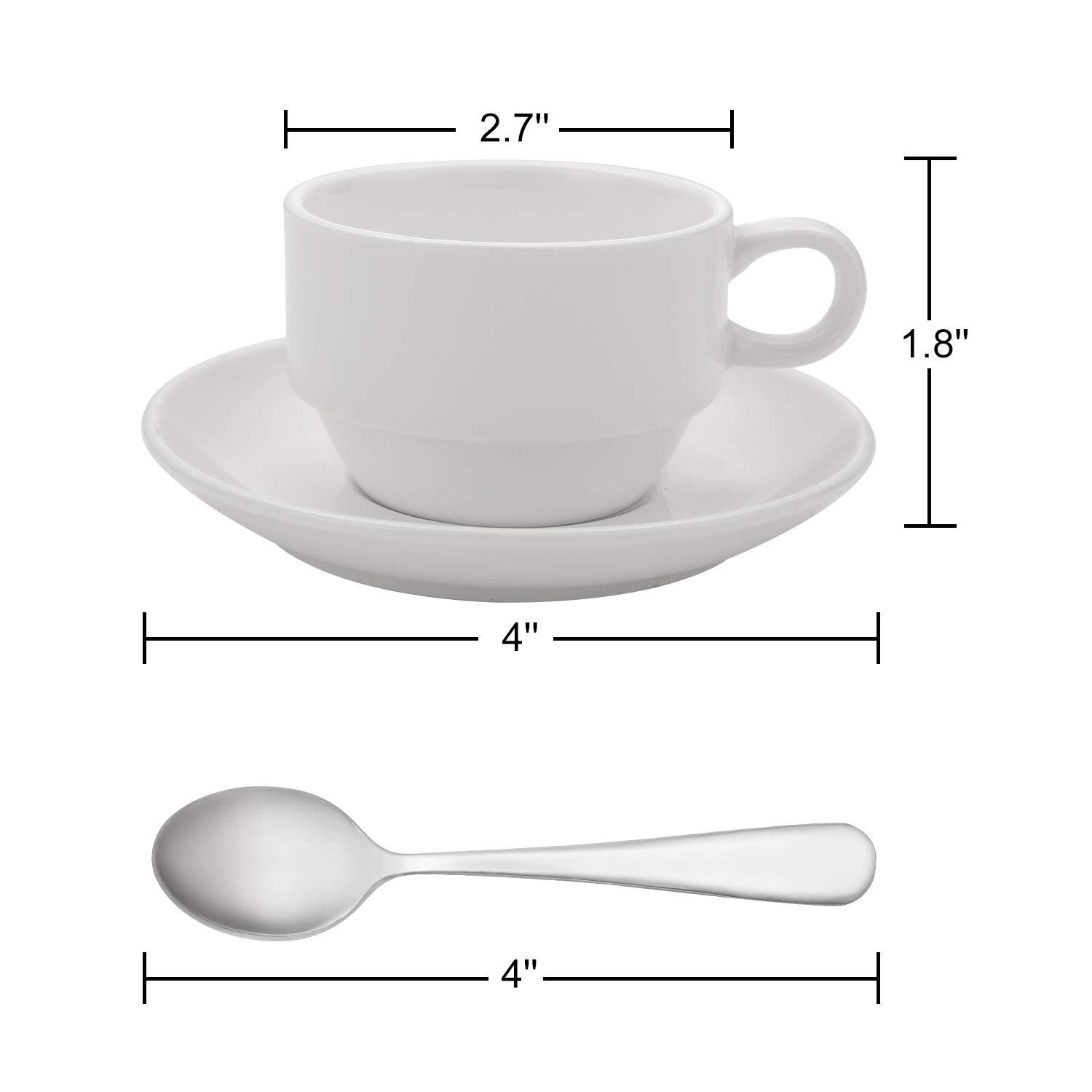 AOZITA Espresso Cups and Saucers with Espresso Spoons, Stackable Espresso Mugs,12-piece 2.5-Ounce Demitasse Cups (Protective Packaging)