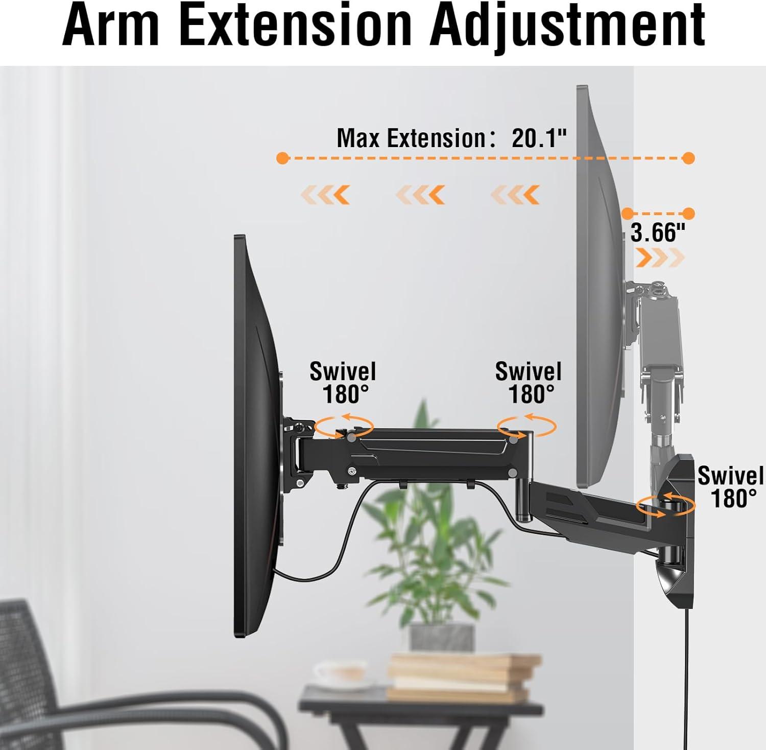 Black Full Motion Wall Mount for 23-55 Inch TVs