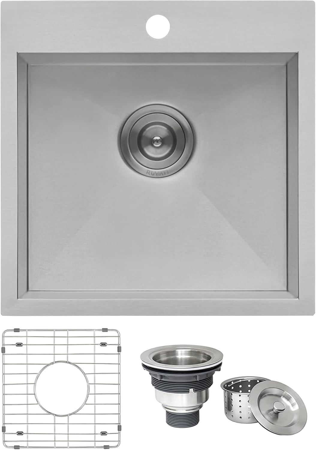 Ruvati Drop-in Topmount Bar Prep Sink 16 Gauge Stainless Steel Single Bowl