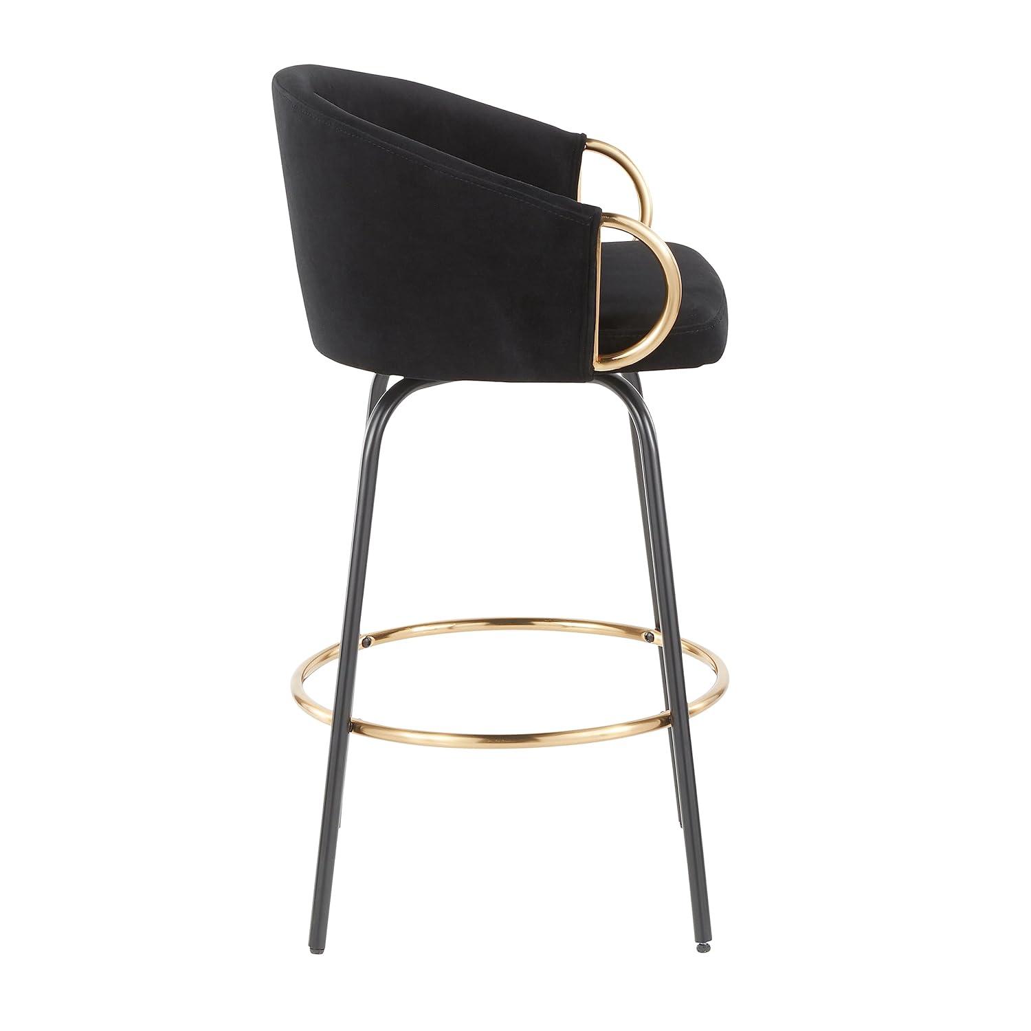 Set of 2 Claire Counter Height Barstools Gold/Cream/Black - LumiSource: Velvet Upholstery, Swivel, Footrest