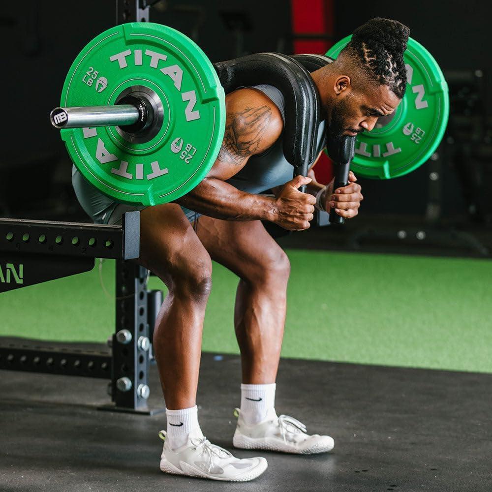 Titan Fitness Marrs-Bar, Rackable Safety Squat Cambered Barbell with 6" Drop, Rated 1,200 LB, High-Density Foam Shoulder and Arm Pads, 43mm Easy-Grip Hand Grips, Ribbed Olympic Weight Sleeves