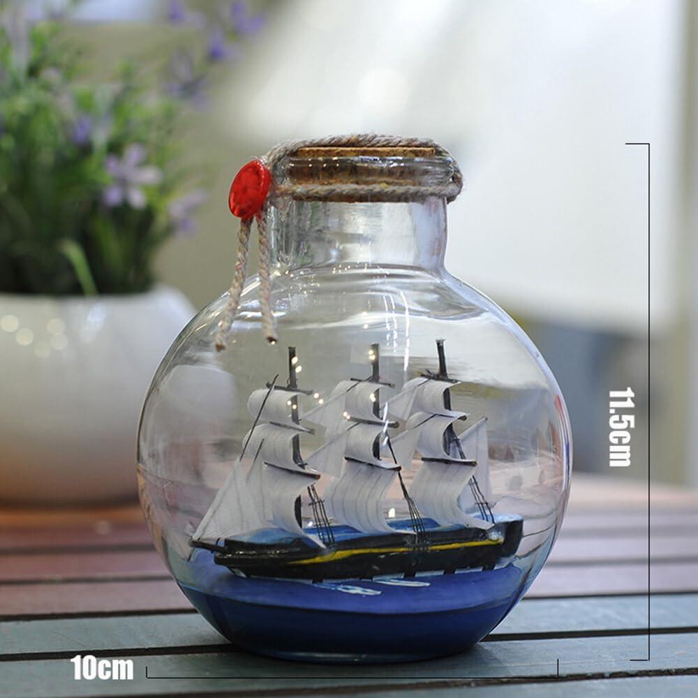 GGB-Drift Bottle Decor, Sailing Boat in Wishing Bottle Glass Cork Bottles, Pirate Ship in a Bottle Kit Handicraft Nautical Home Decorations Gifts Crafts, Large, (20WHEXRNI2047493C)【0508】