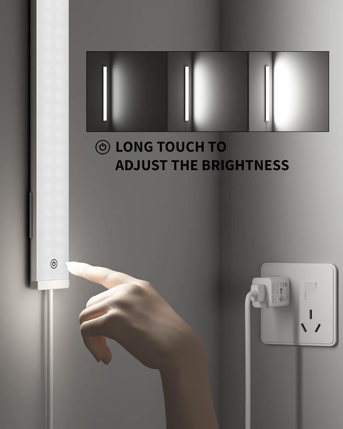 ASOKO Dimmable LED Cabinet Lighting with Touch Activated, LED Closet Light Bar for Kitchen, Shelf and Showcase Lighting, DC5V UL Listed Plug, USB Powered (Cold White 6000K, 12 INCH)