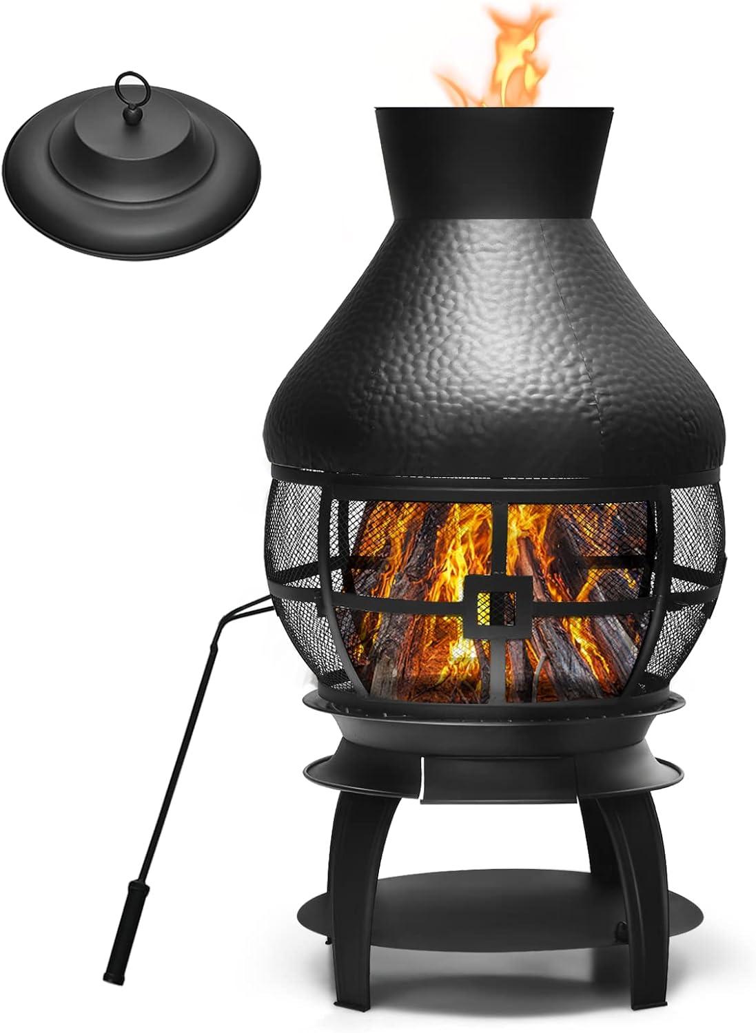 Heatmaxx Round Cast Iron Wood Burning Smokeless Chimnea