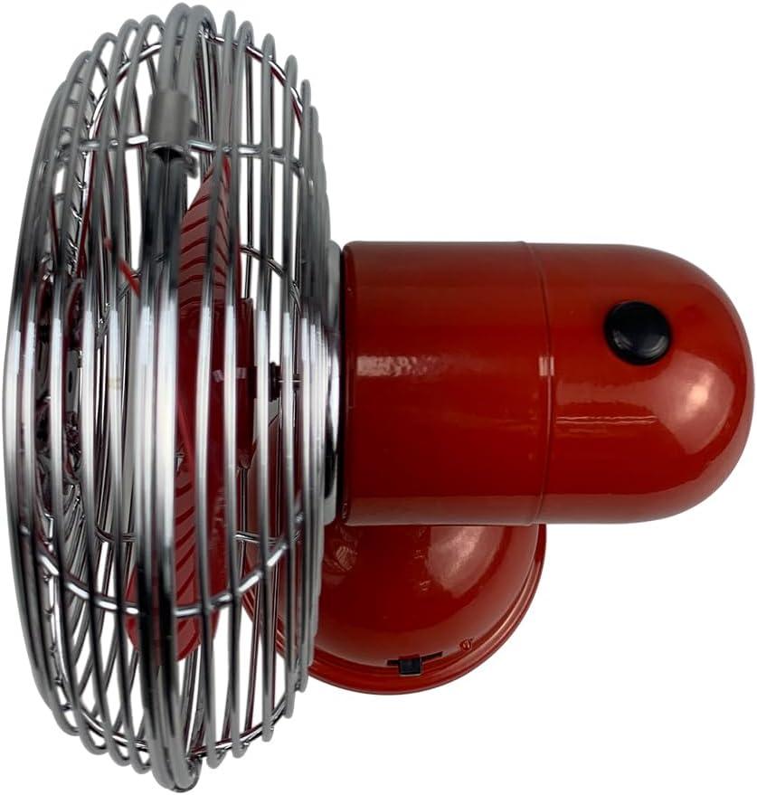 Crimson All-Metal USB-Powered 5" Oscillating Table Fan