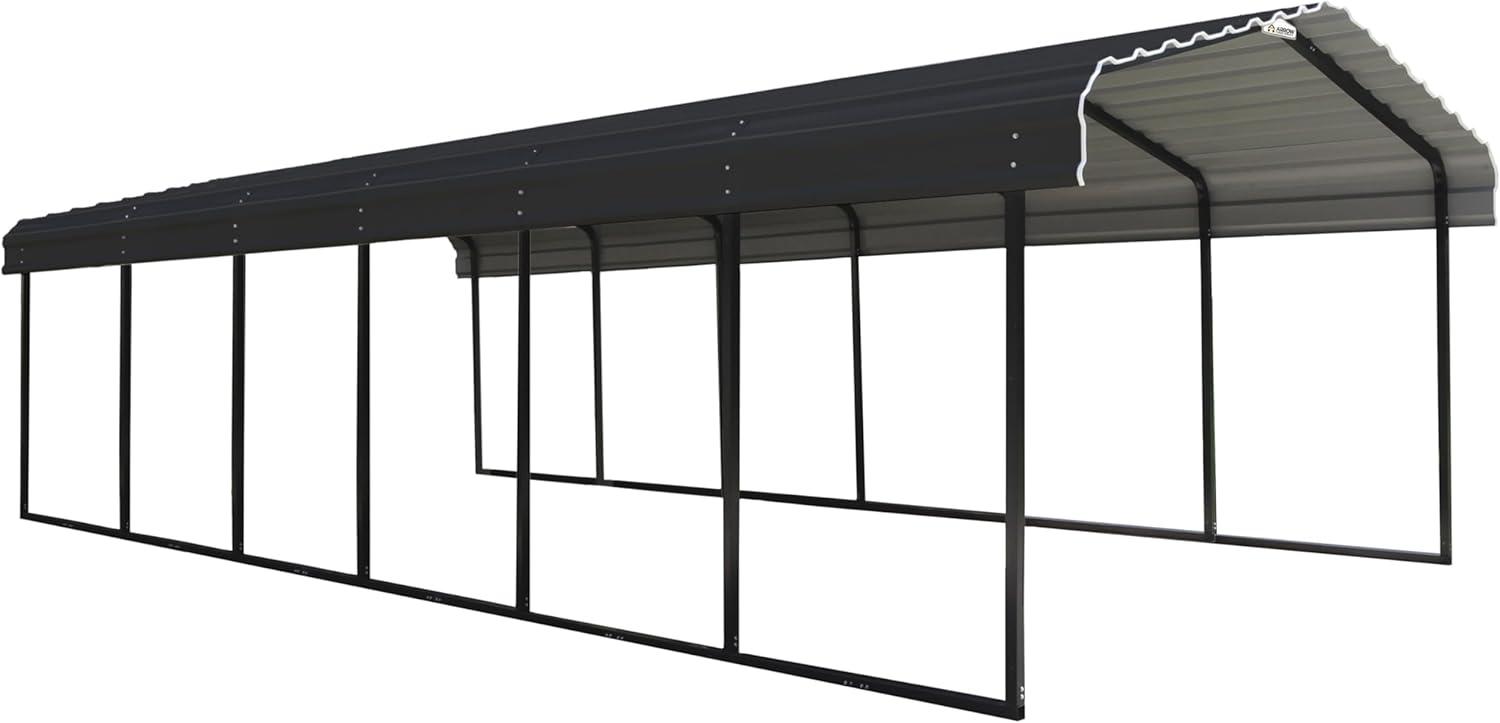 Arrow Steel Carport, Galvanized Black/Charcoal