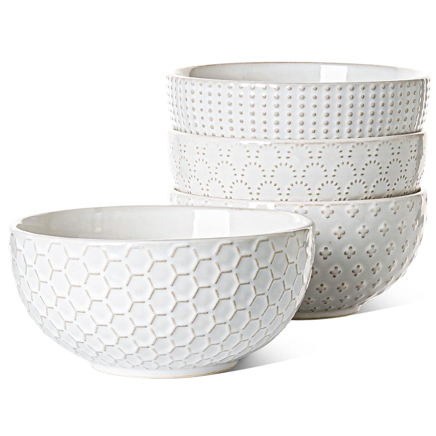 Winston Porter Large Soup Bowl 42 OZ, Ceramic Kitchen Bowl Set For Soup, Pho, Chip, Pasta, Fruits, Salad, Noodle And Ramen- 7 Inch, Set Of 4, Arctic White