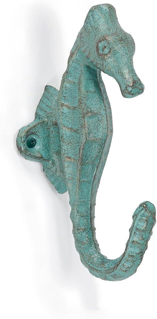 Abbott Collection AB-27-IRONAGE-274 5 in. Seahorse Wall Hook, Verdigris