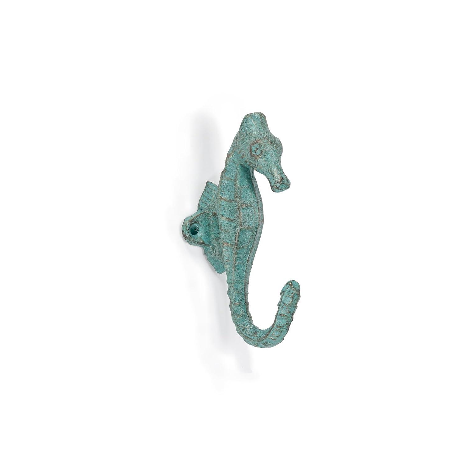 Abbott Collection AB-27-IRONAGE-274 5 in. Seahorse Wall Hook, Verdigris