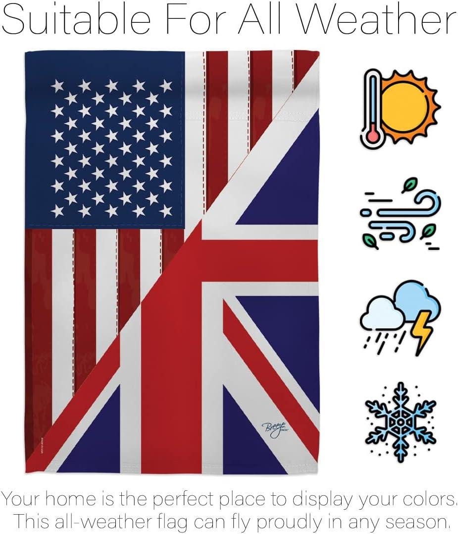 Breeze Decor 58380 US UK Friendship 2-Sided Impression Garden Flag - 13 x 18.5 in.