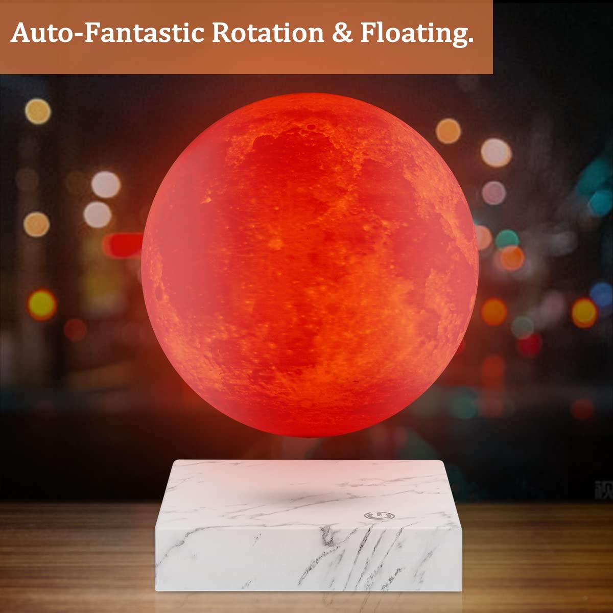 VGAzer Moon Lamp 3D Printing Magnetic Levitating Moon Light Lamps for Home、Office Decor, Creative Gift-6 Inch,Has 16 Colors 20 Modes
