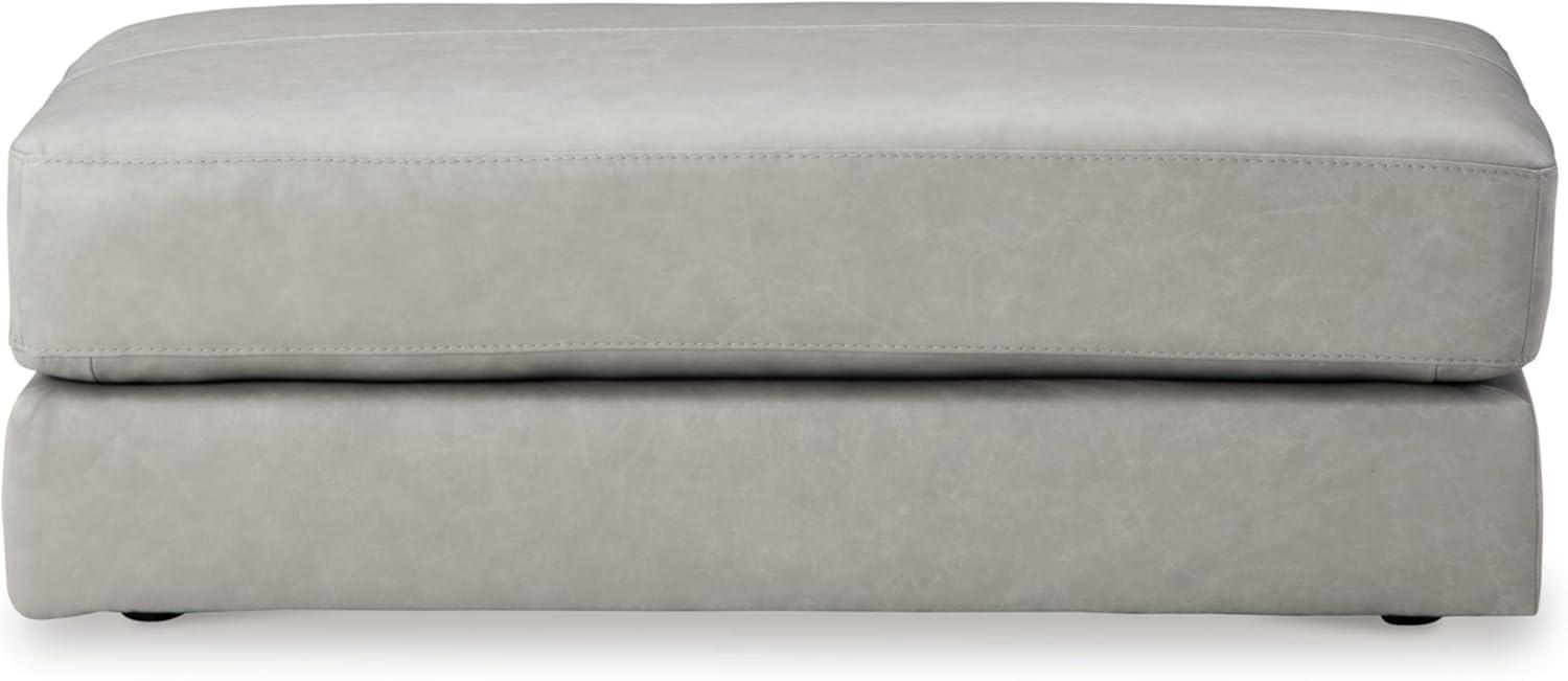 Light Gray Leather Match Oversized Rectangular Ottoman