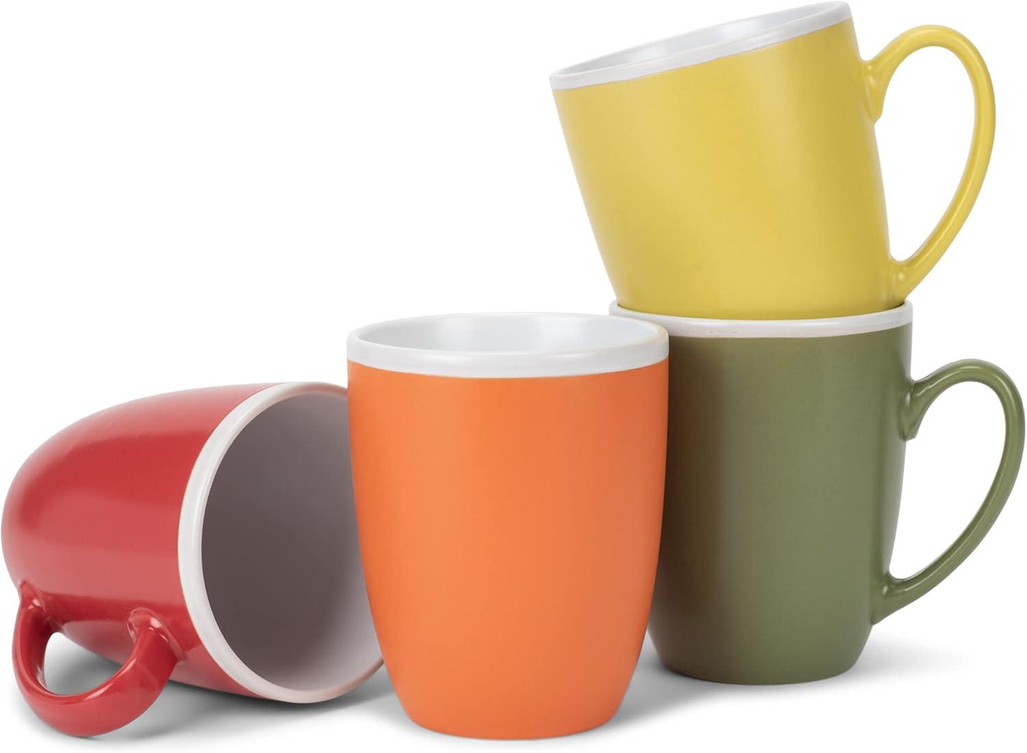 Assorted Color Matte Ceramic 16oz Mugs Set of 4