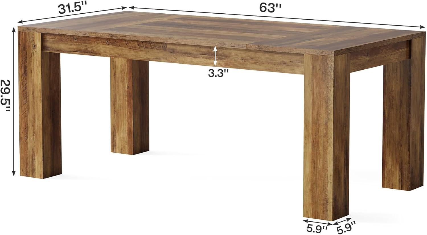 Tribesigns 63-Inch Executive Computer Desk, Industrial Writing Table with Solid Wooden Base for Home Office, Brown