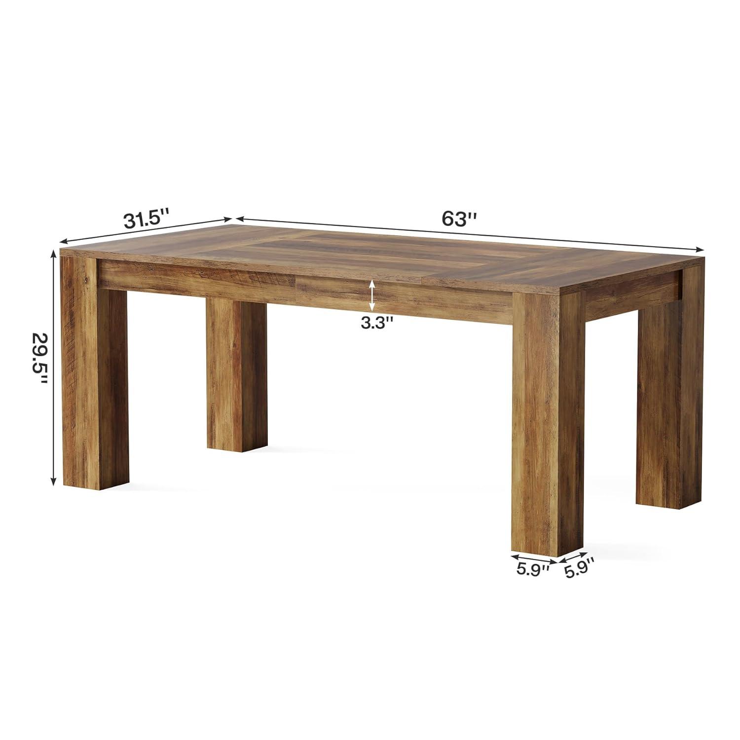 Tribesigns 63-Inch Executive Computer Desk, Industrial Writing Table with Solid Wooden Base for Home Office, Brown