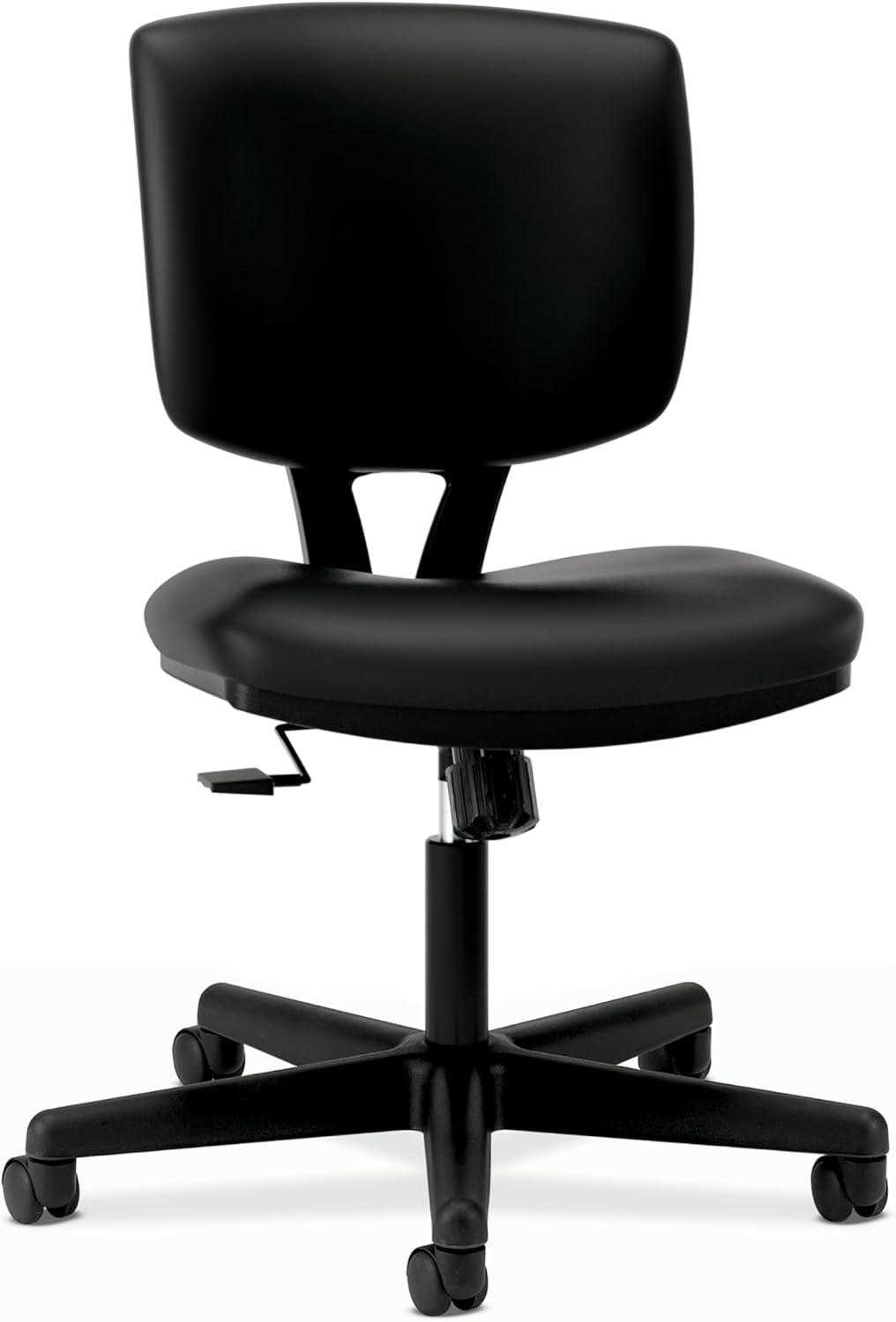 Volt Series Leather Task Chair Supports up to 250 lbs., Black Seat/Black Back, Black Base