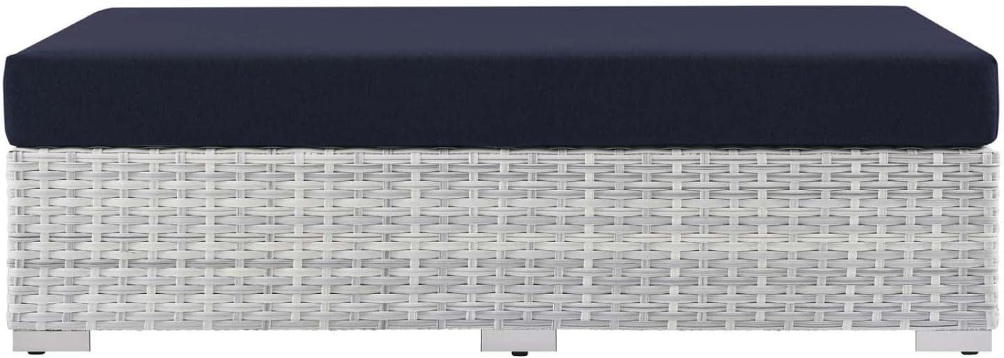 Convene Versatile Light Gray and Navy Rectangular Patio Ottoman