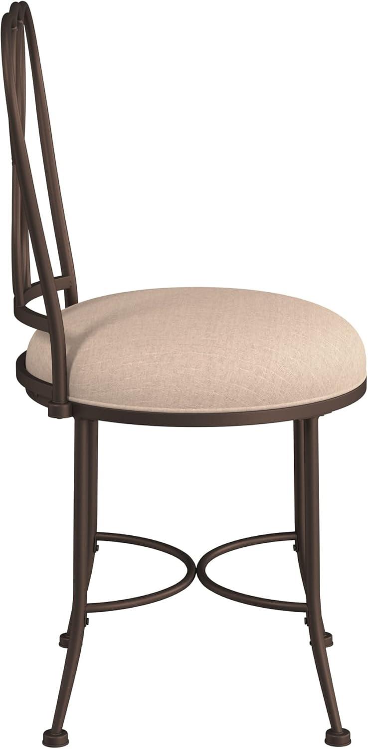 18.5" Christina Metal Vanity Stool Bronze/Cream - Hillsdale Furniture