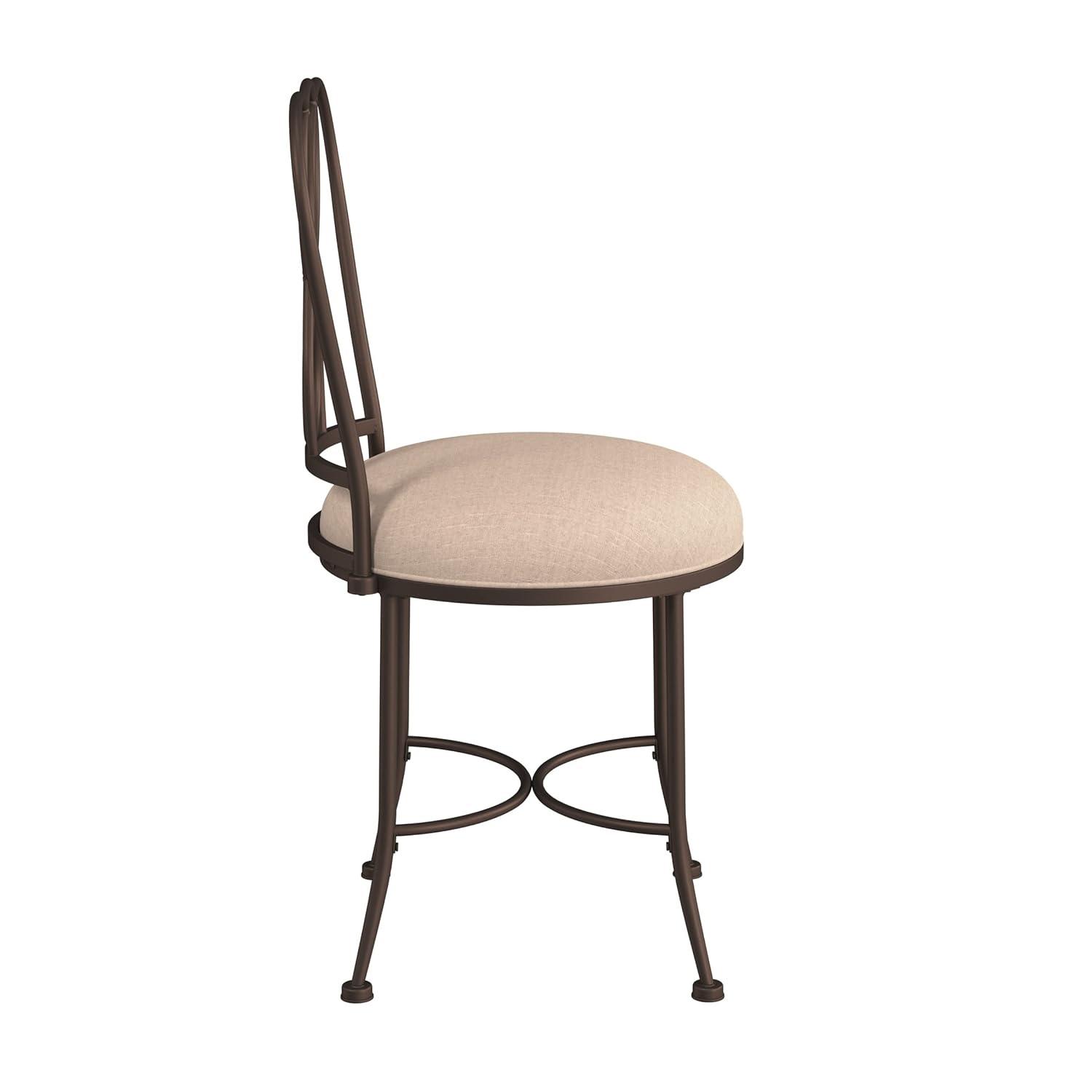 18.5" Christina Metal Vanity Stool Bronze/Cream - Hillsdale Furniture