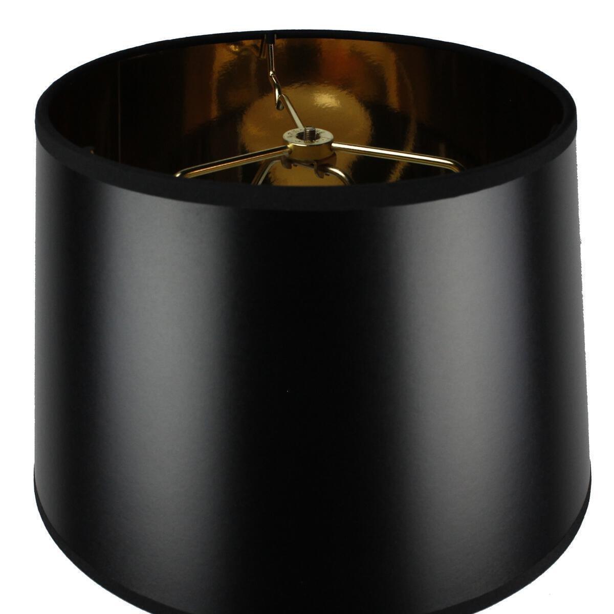 Home Concept Black Swag Plug-in Pendant with Shallow Drum Shade
