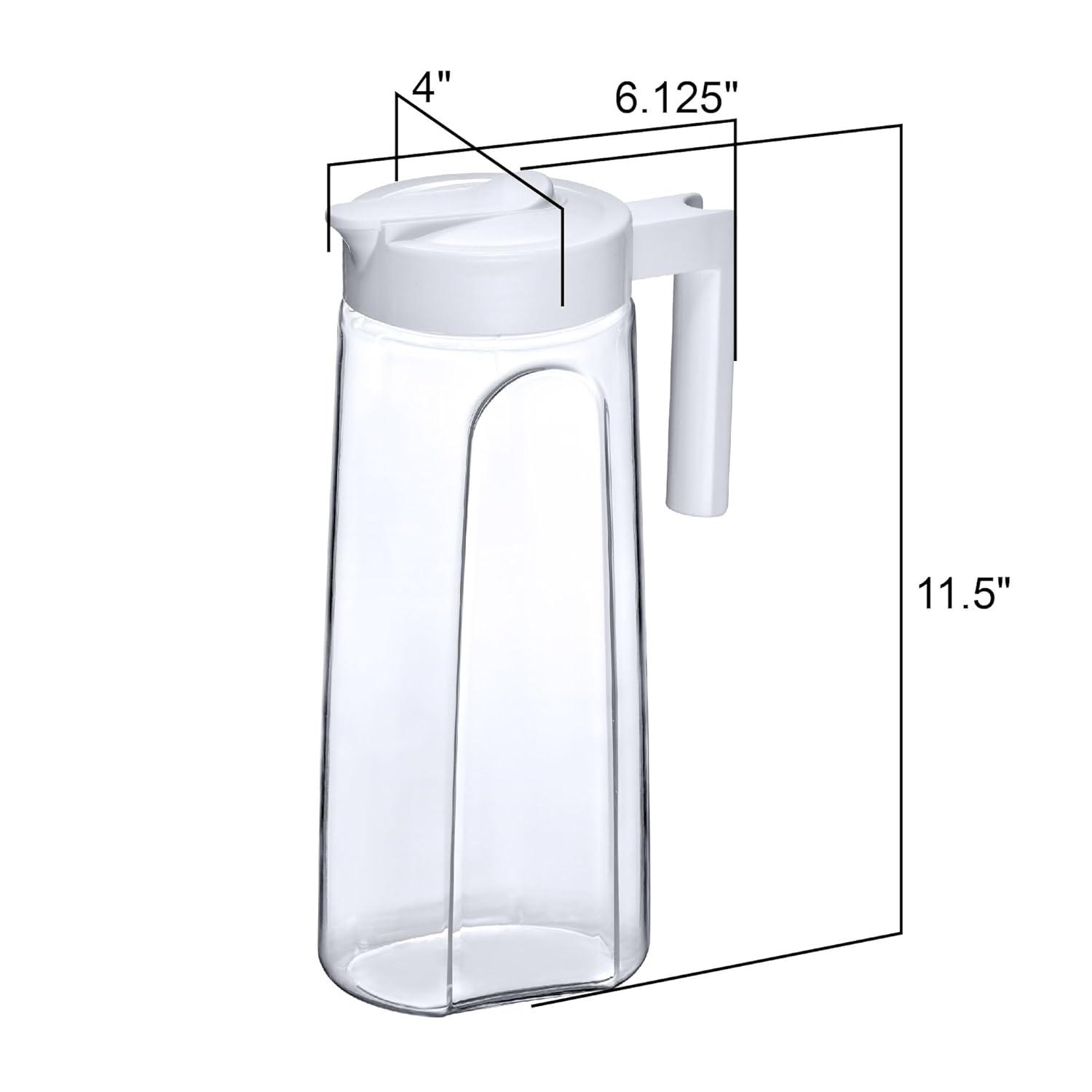 Amazing Abby - Slim - Tritan Pitcher (64 oz), Unbreakable Plastic Pitcher with Lid, BPA-Free, Heat-Resistant, Dishwasher-Safe, Great for Both Iced and Hot Drinks, Indoors and Outdoors, White