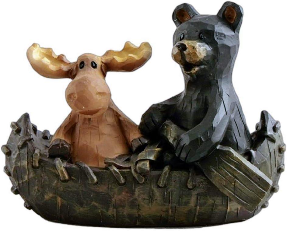 Design Toscano Moose and Black Bear in a Boat Statue