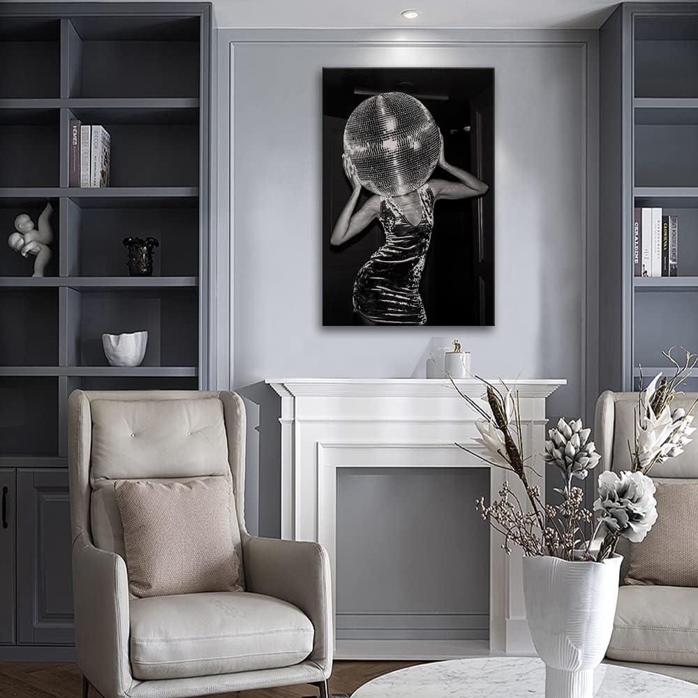 Music Aesthetics Poster Prints Funny Black and White Canvas Wall Art Trendy Retro Music Party Funky Wall Decor for Living Room Bar 12x16in Unframed