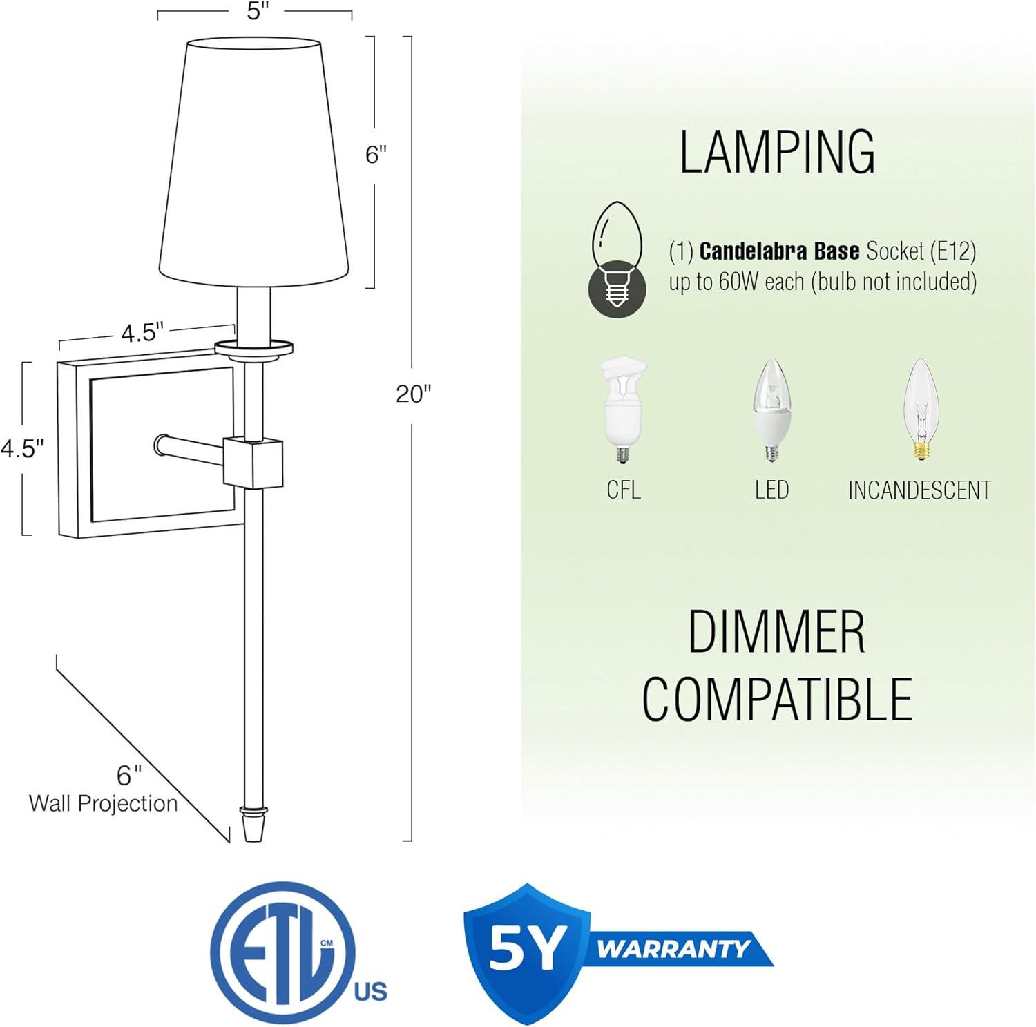 Kira Home Torche 20" Wall Sconce/Wall Light + Linen Shade, Oil-Rubbed Bronze Finish