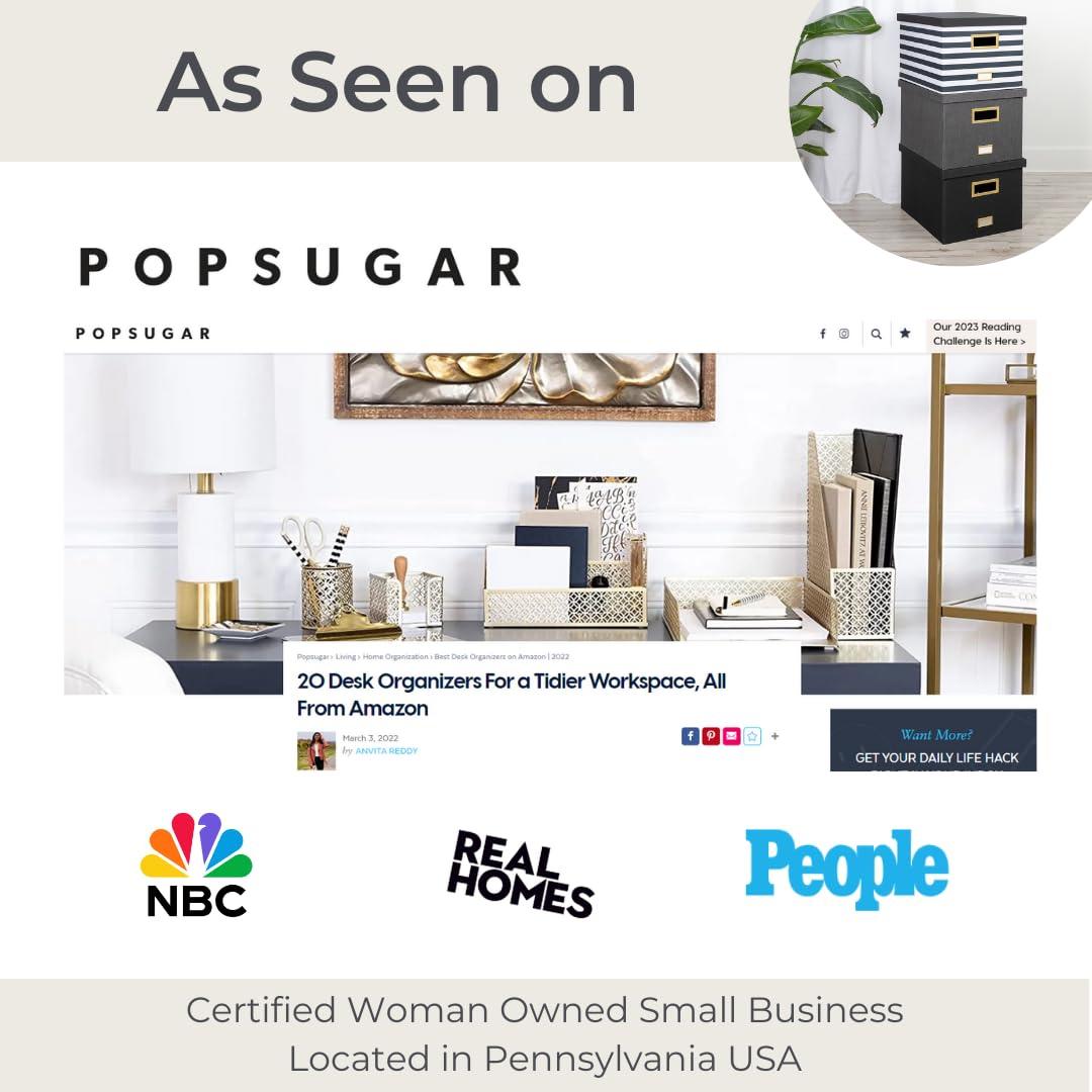 BLU MONACO Hanging File Box with Lid - Black Document Organizer for Letter & Legal Size Paperwork