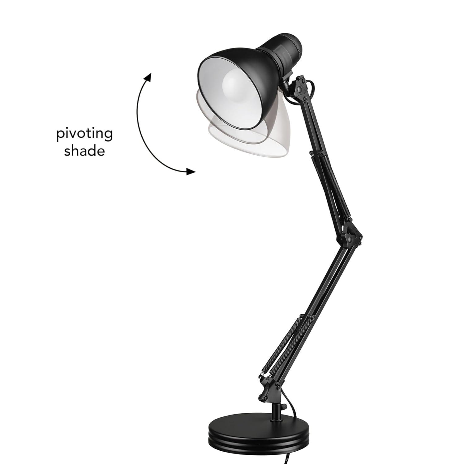 Globe Electric 28" Contemporary Heavy Base Architect Black Swing Arm Desk Lamp, 5698601