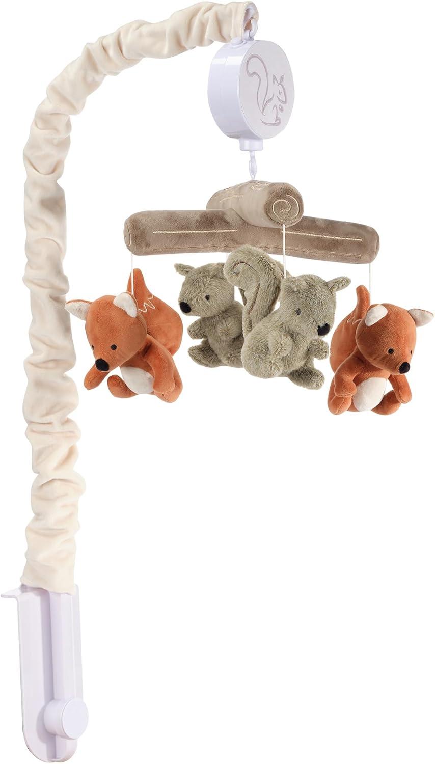 Lambs & Ivy Treetop Fox & Squirrel Woodland Musical Baby Crib Mobile Soother Toy