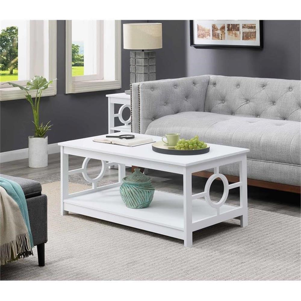 Convenience Concepts Ring Contemporary Coffee Table in White Wood Finish