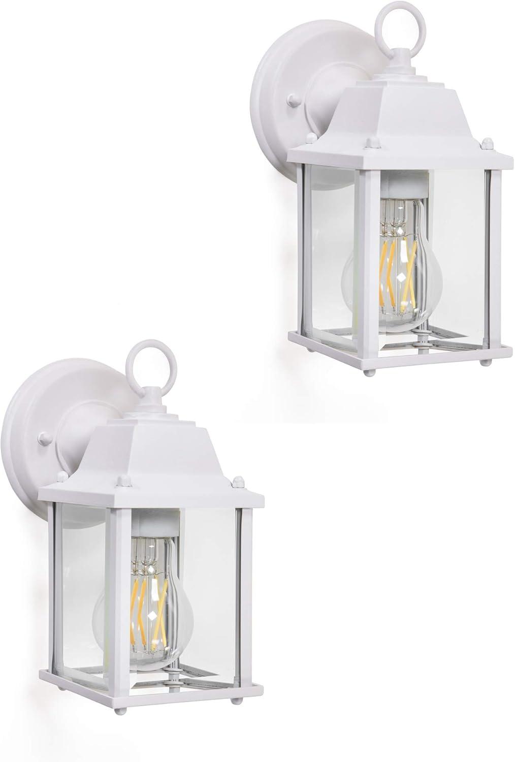 White Aluminum Outdoor Wall Lantern with Beveled Glass