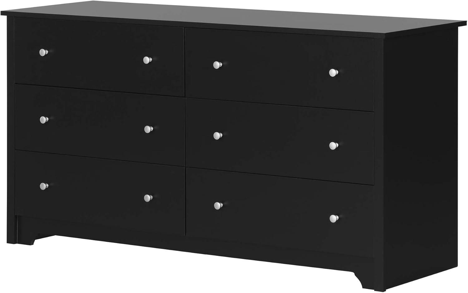 Black Double Nursery Dresser with Soft Close Drawers and Casters