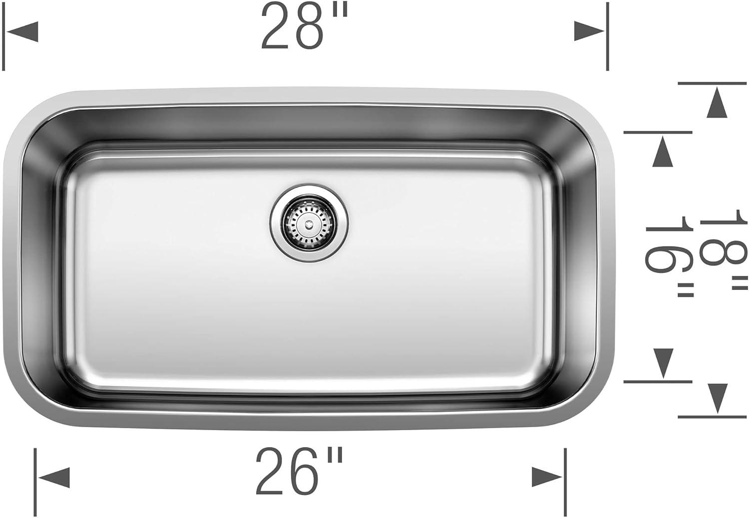 Stellar 28" L X 18" W Single Bowl Stainless Steel Undermount Kitchen Sink