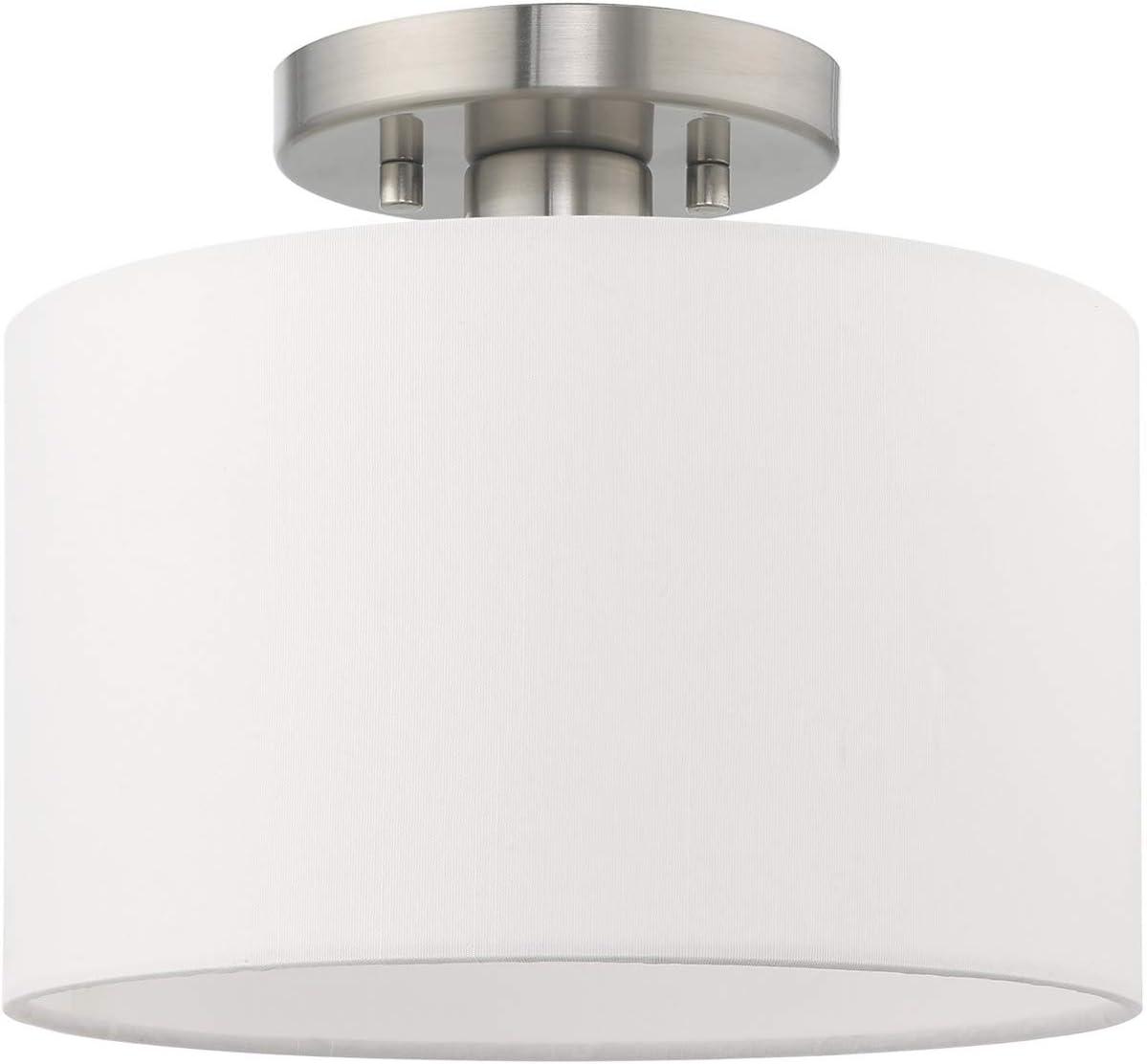 Clark 10" Indoor/Outdoor Brushed Nickel Drum Ceiling Light