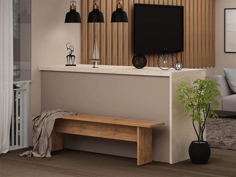 67.91" Nomad Dining Bench Natural - Manhattan Comfort: Rustic Farmhouse Style, Seats 2