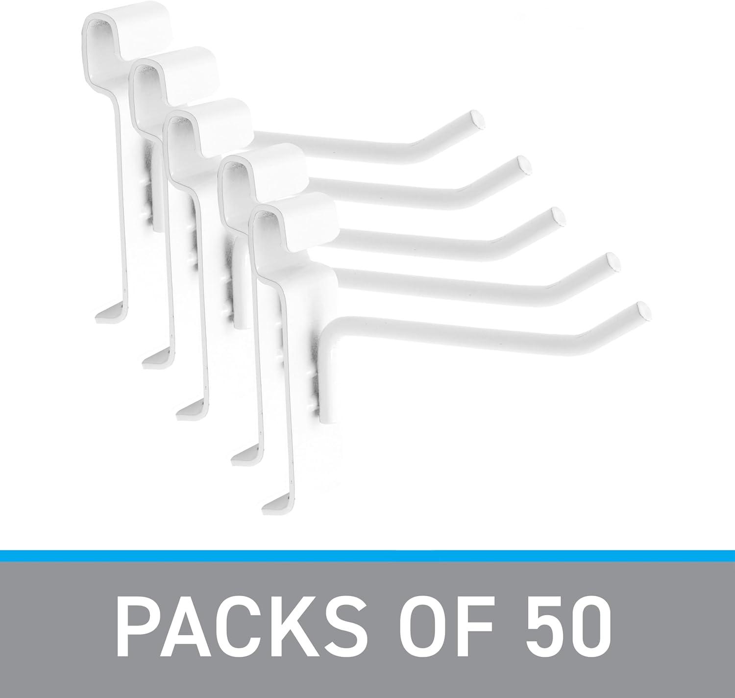 SSWBasics 4 inch White Peg Hook for Wire Grid - Pack of 50 - Durable Grid Wall Accessory - Perfect Gridwall Hooks for Retail Thrift Boutique Garage Home Organization and Display