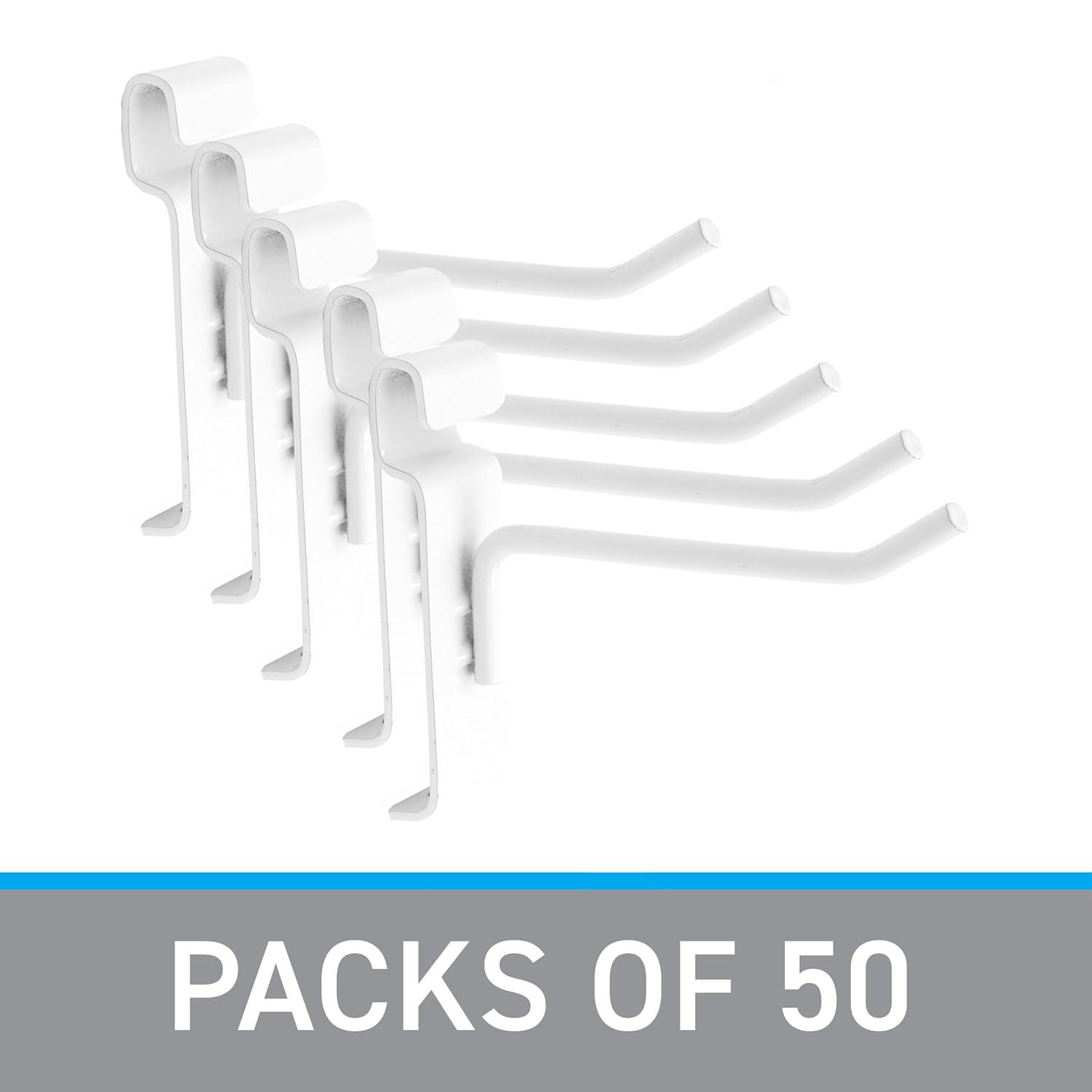 SSWBasics 4 inch White Peg Hook for Wire Grid - Pack of 50 - Durable Grid Wall Accessory - Perfect Gridwall Hooks for Retail Thrift Boutique Garage Home Organization and Display
