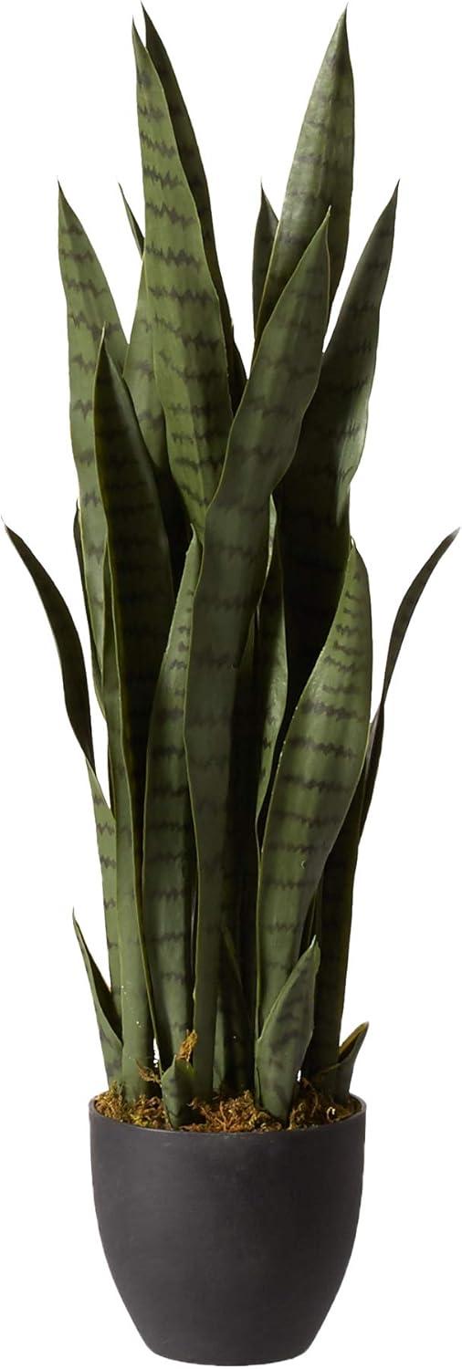 Nearly Natural 35" Sansevieria Artificial Plant in Plastic Planter, Green