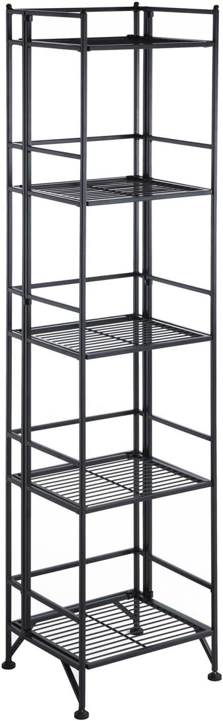 Black Adjustable 5-Tier Folding Metal Shelf