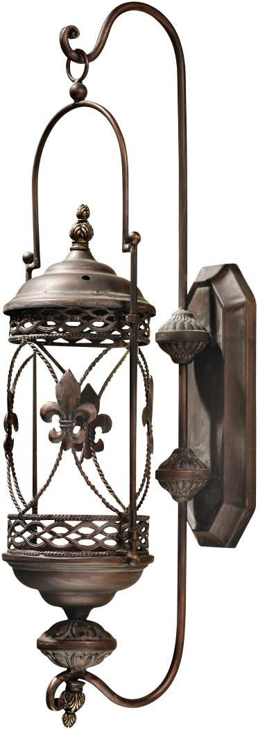 Les Champs Toulon Vintage Copper-Finish Fleur-de-Lis Lantern